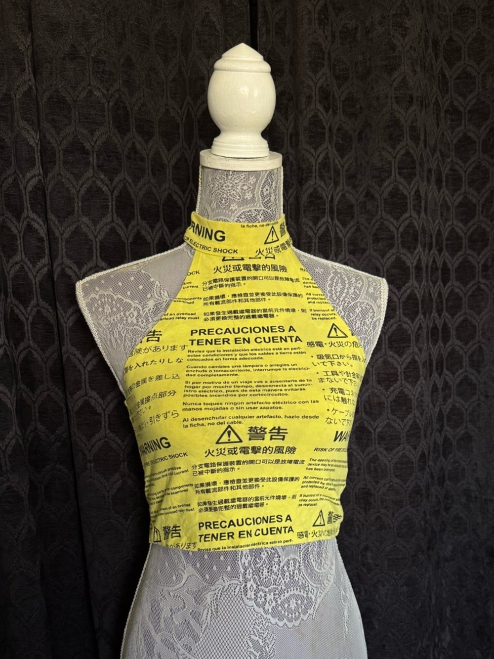 Forever 21 halter crop top RARE CAUTION PATTERN